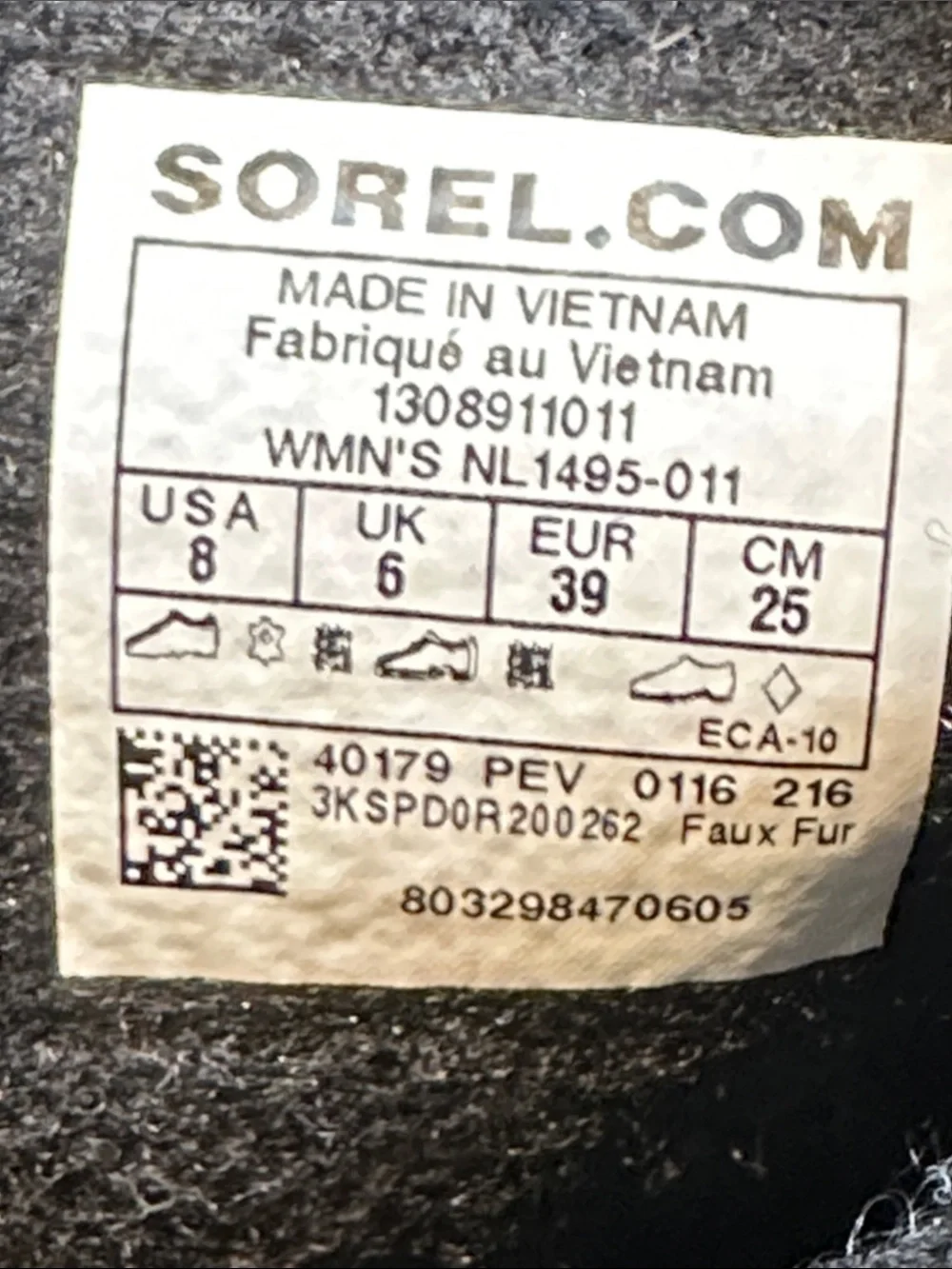 SOREL Womens Winter Carnival Black Snow Boots Size 8